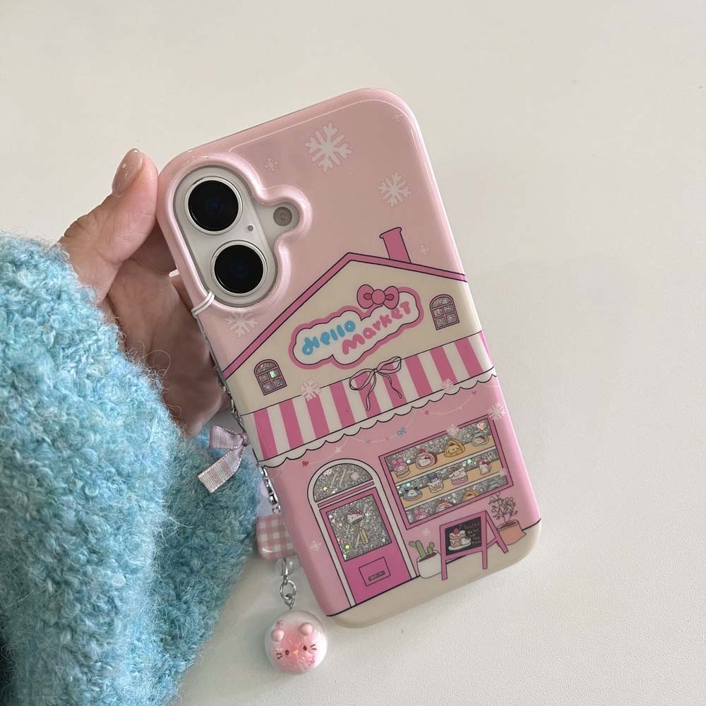บ้านขนมน่ารัก เคสโทรศัพท์ Hello Kitty สําหรับ iPhone 16ProMax 15ProMax 13 14ProMax ปกแข็งกันกระแทก