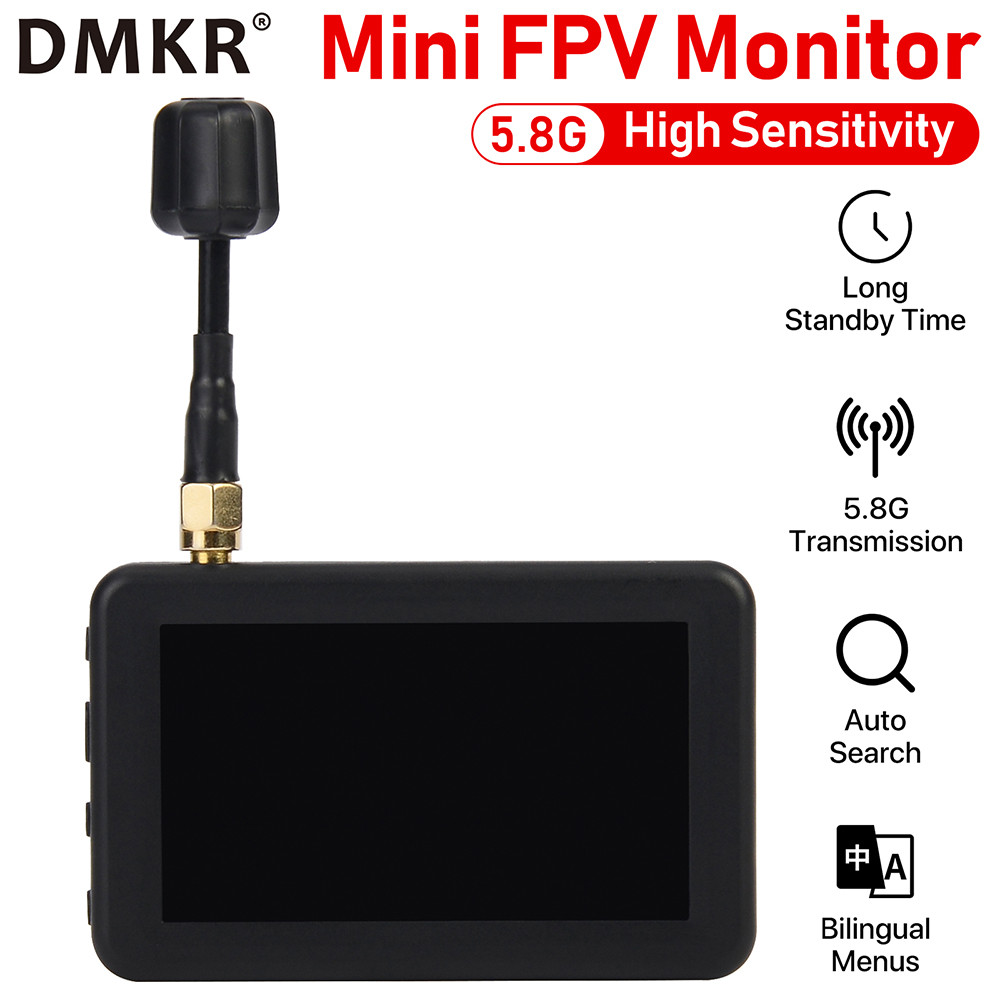DMKR 5.8G 40CH 3Inch LCD Display 480x320 FPV Monitor Build-in Battery Auto Search For RC Multicopter