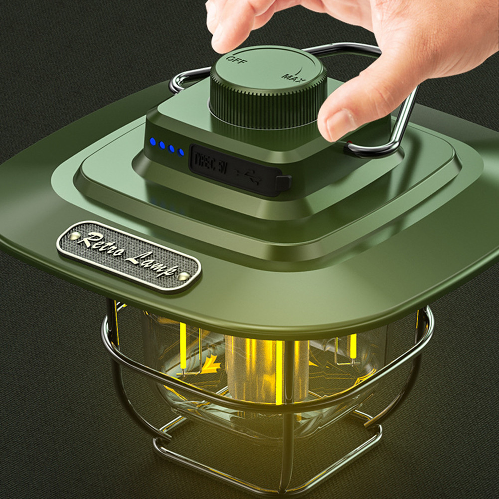 ไฟแคมป์ปิ้ง โคมไฟ Led 4500mah หรี่แสงได้ สไตล์เรโทร พร้อมตะขอ สําหรับตั้งแคมป์กลางแจ้ง - รูปที่ 4