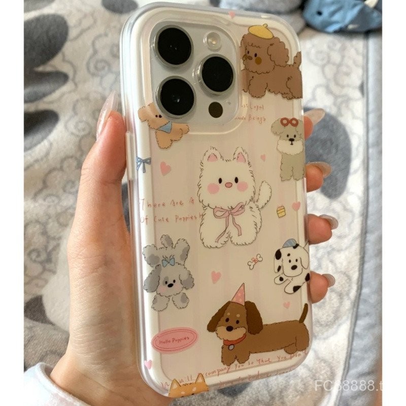 เคสโทรศัพท์มือถือสำหรับ iPhone น่ารักแมวและสุนัข16/15/14PROMAX สองชั้น imd13pro/XR/xsmax ลายการ์ตูน1