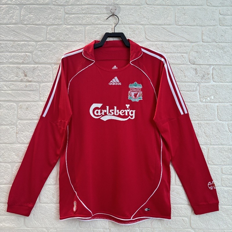 Retro Edition 2006/07 Liverpool Home เสื้อแขนยาวเสื้อฟุตบอลและเสื้อสําหรับ S-2XL,สามารถเพิ่มชื่อและห