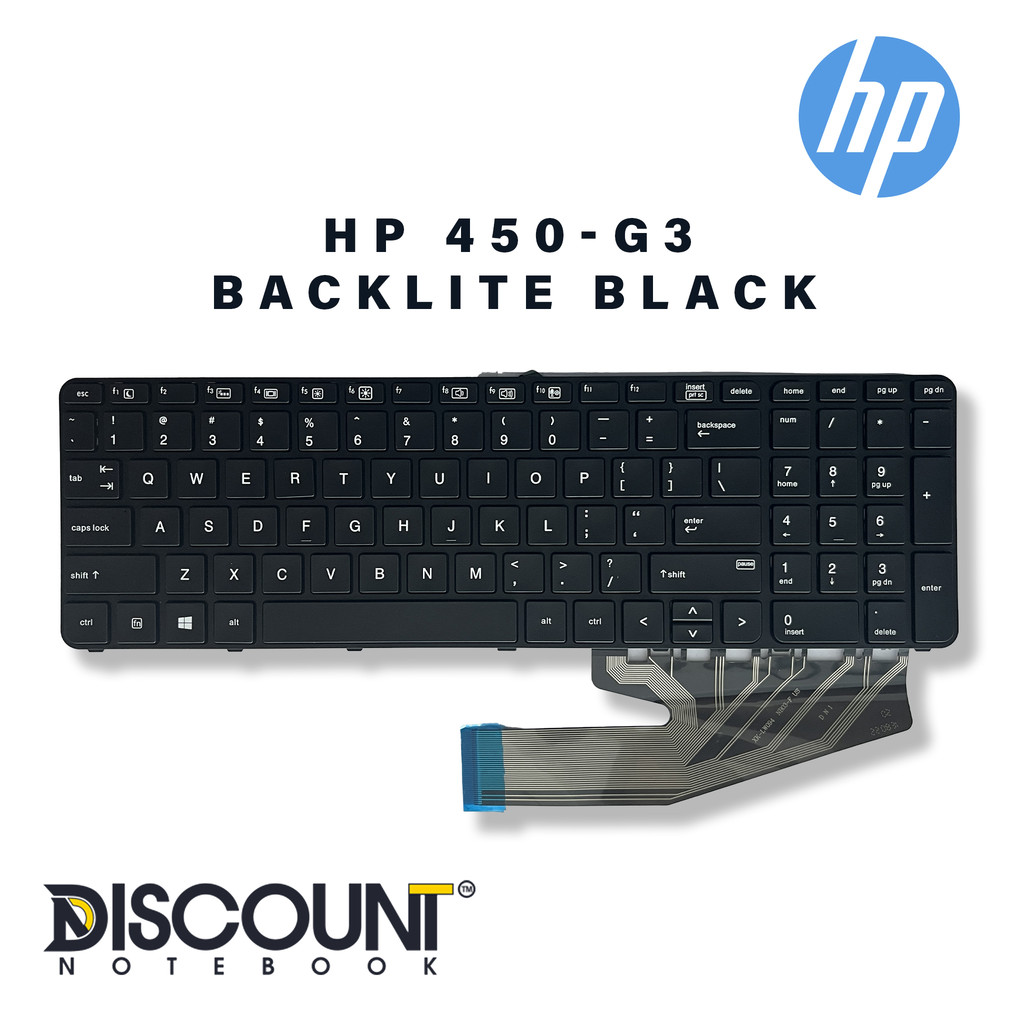 คีย์บอร์ดสีดํา HP 450-G3 BACKLITE