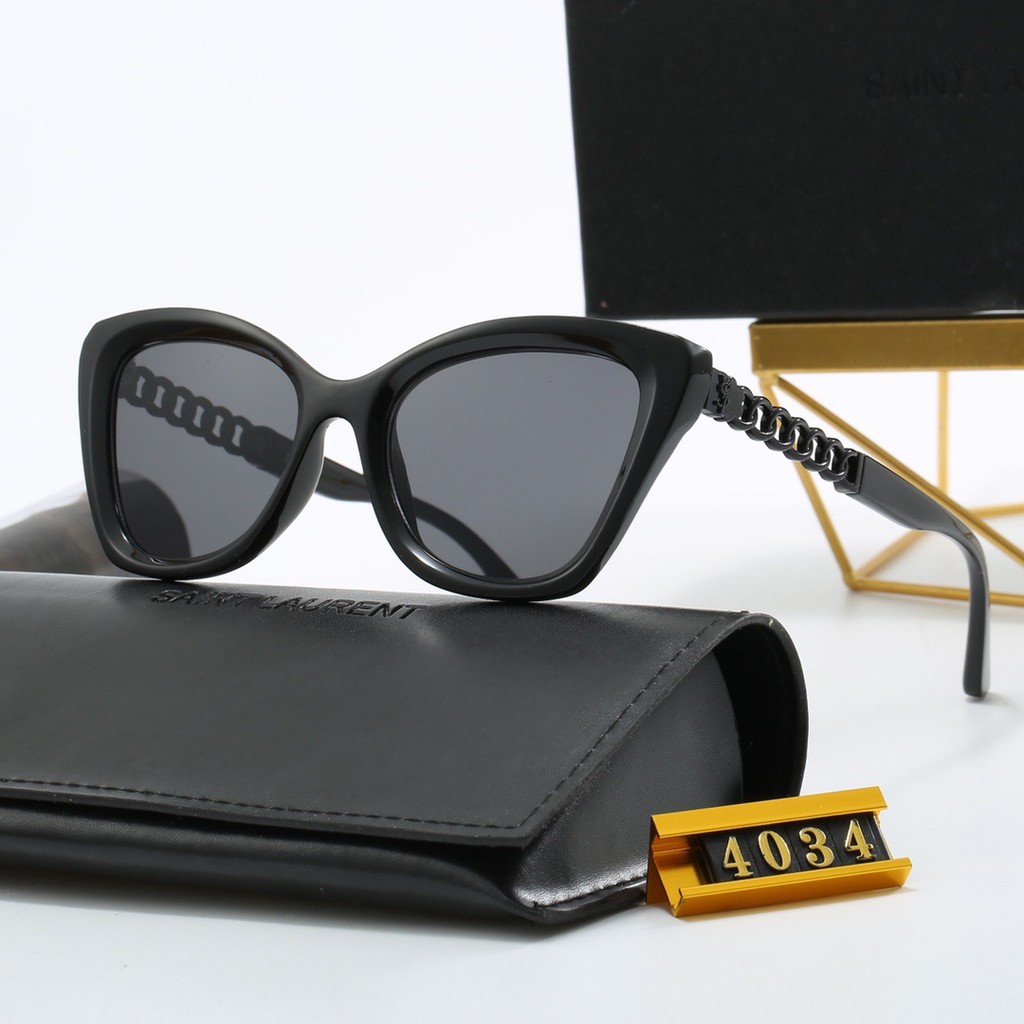 Saint Laurent แว่นกันแดดสไตล์ใหม่แฟชั่น Influencer Chain อินเทรนด์ Creative Casual แว่นตากันแดด SK40
