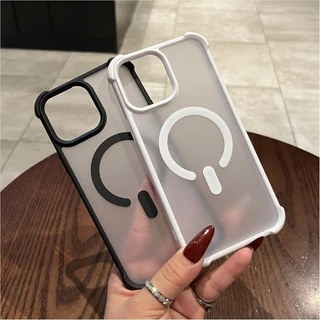 กันกระแทก Matte Clear กันชนสําหรับ iPhone 16 16E 15 14 Plus 13 12 11 Pro Max สําหรับแม่เหล็กชาร์จไร้สาย Capa Cover