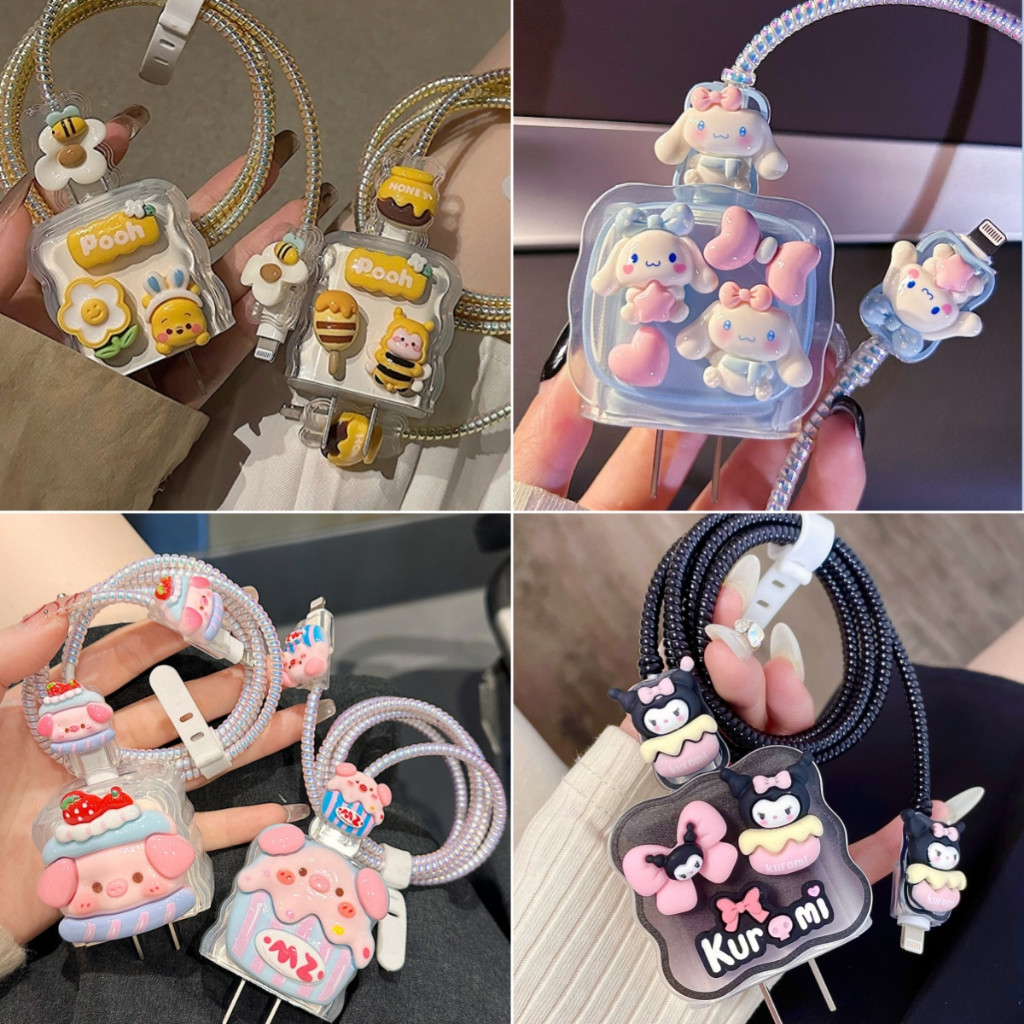 เคสชาร์จ 3Dดอกไม้ สำหรับ iPhone PD 18/20W ฝาปิดป้องกันการชาร์จแบบใสพร้อมปลอกชาร์จ ฝาครอบป้องกันสายข้อมูล - รูปที่ 5