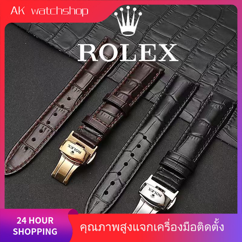 สายนาฬิกาโรเล็กซ์หนังแท้ Premium สำหรับ Rolex Daytona Submariner Explorer GMT-Master Datejust – สายหนังจระเข้/หนังลูกวัว ผลิตมือคุณภาพสูง