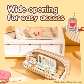 (ButterBear X Deli) กล่องดินสอ กระเป๋าดินสอ กระเป๋า2ชั้น น้องหมีเนย บัตเตอร์แบร์ (มี 2 สี)