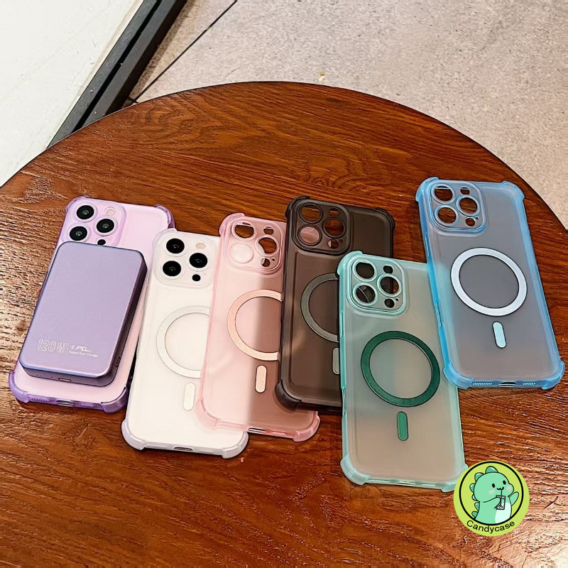 Magnetic Ice Mistเคสโทรศัพท์สําหรับVivo Y300 Y200 Pro Plus Y300i Y300T Y200i Y200T Y100i X60 iQOO Z7 Pro Z6 Lite 5G 4G Matteน่ารักหรูหราธุรกิจSoft AirBagปลอกกันกระแทก