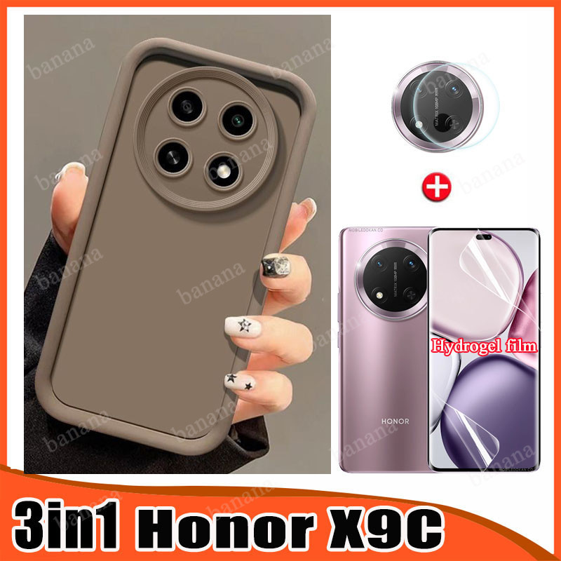 3in1 Honor X9c เคสโทรศัพท์สําหรับ Honor X9a X9b X8c ฟิล์มไฮโดรเจลแบบนุ่ม + ฟิล์มเลนส์กล้อง