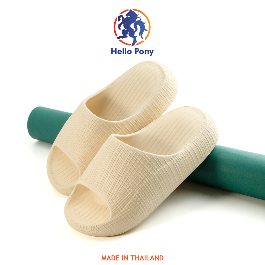 Hello Pony Unisex รองเท้าแตะลําลอง รองเท้ายางeva รองเท้สแตะ ใส่สบาย กันน้ำ กันลื่น MHM4013 ลายตาราง แฟชั่น