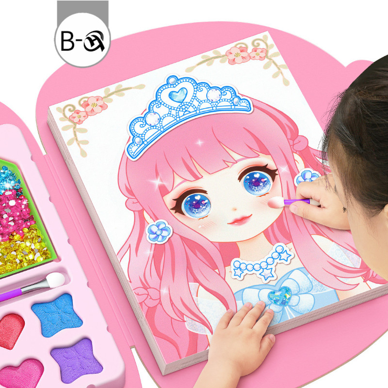 BHQ ของเล่นเด็ก ของเล่นแต่งหน้า สติกเกอร์เจ้าหญิง สี่วิธีการเล่น ของเล่นจำลอง