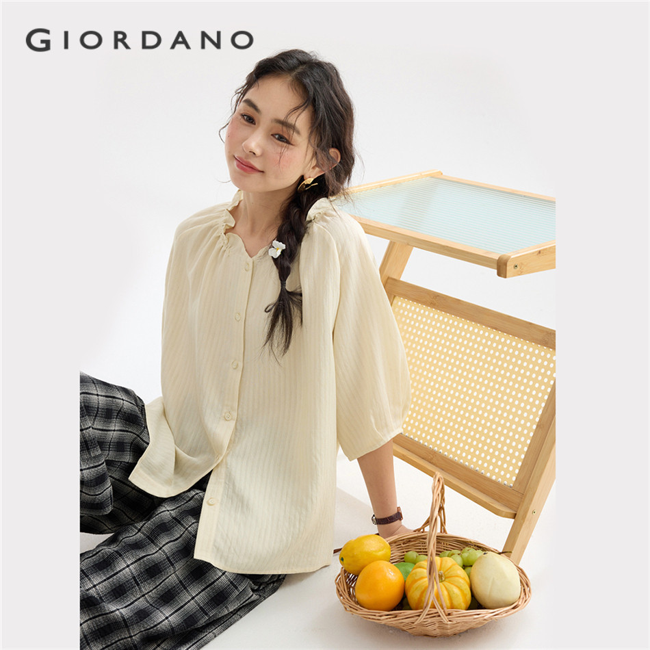 GIORDANO WOMEN Ruffle neck raglan sleeve blouse 18345610