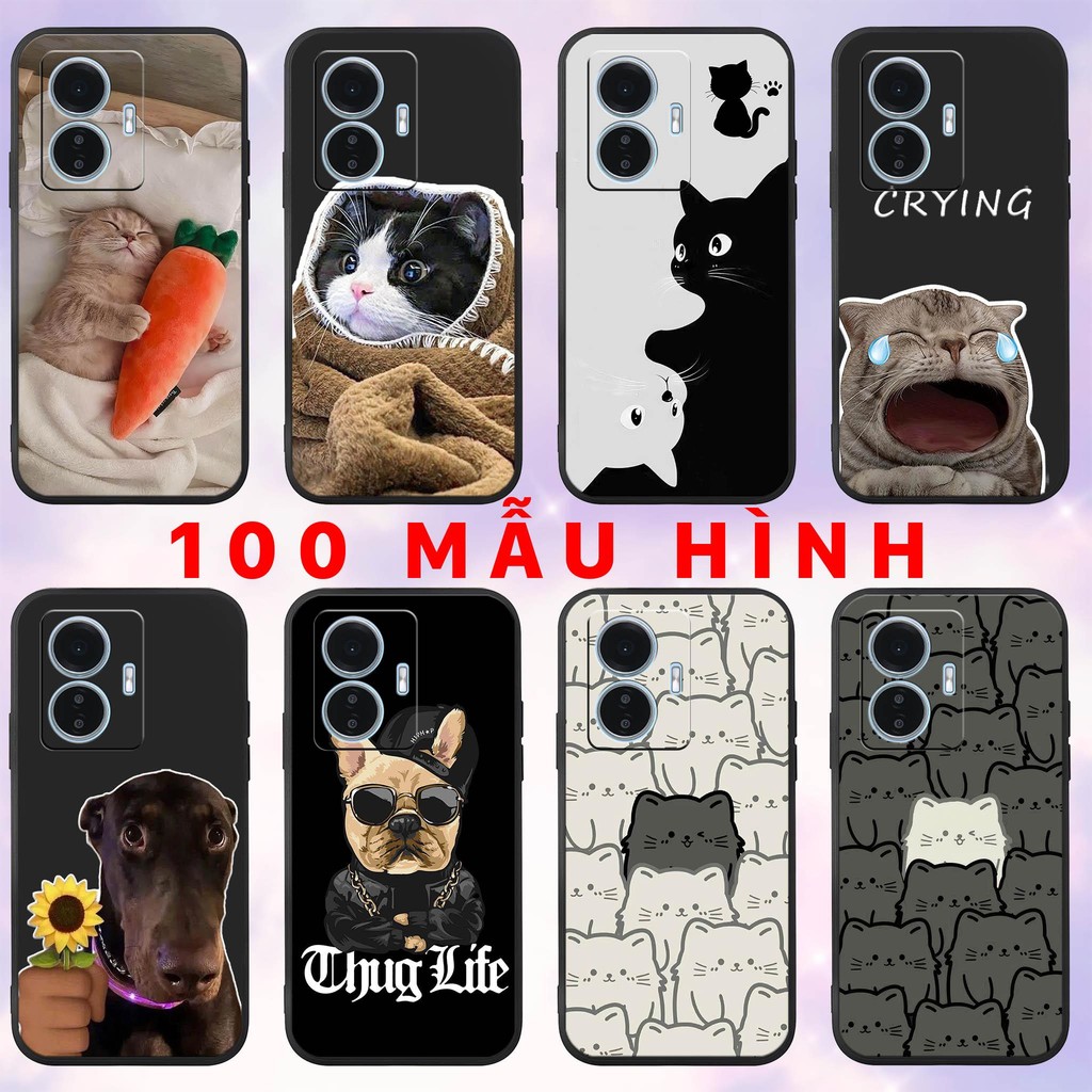 VIVO Y55 4G - เคส iQOO Z6 - พิมพ์ลายภาพแมวและสุนัขน่ารัก แมว สุนัข thug life พลาสติก TPU เพื่อปกป้อง