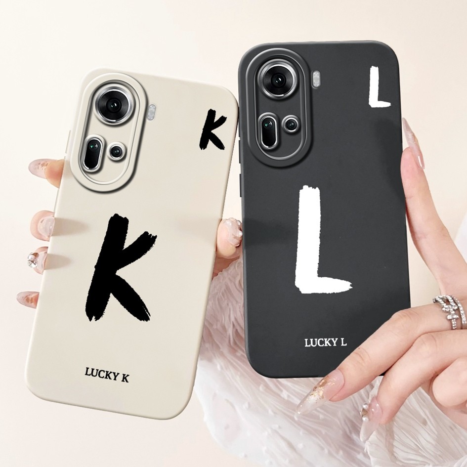 สําหรับOppo Reno 11 5GกรณีCPH2599 ฝาครอบตัวอักษรน่ารักสีดําสีขาวซิลิโคนเคสโทรศัพท์สําหรับOPPO Reno11 Pro CPH2607 ปลอก