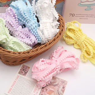 [5 เมตร] ลูกไม้ลูกขนขนาดเล็ก 1 ซม.สีทึบไม่ยืดโพลีเอสเตอร์ลูกไม้ ทําเอง กระโปรงกระเป๋าเป้สะพายหลัง/อุปกรณ์ผมลูกไม้