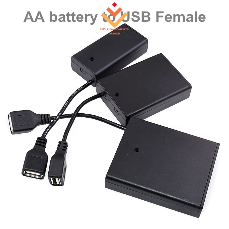 2/3/4 อ่า ชุด ที่ยึดเคสแบตเตอรี่พร้อมสวิตช์เปิด-ปิดเป็น ยูเอสบี หญิง