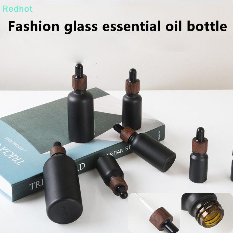 <Redhot> Frosted Black Glass Dropper Bottles Bright Glass Empty Dripper ขวดปิเปตฝาพลาสติกสําหรับ Essential Perfume Oil Serum ลดราคา