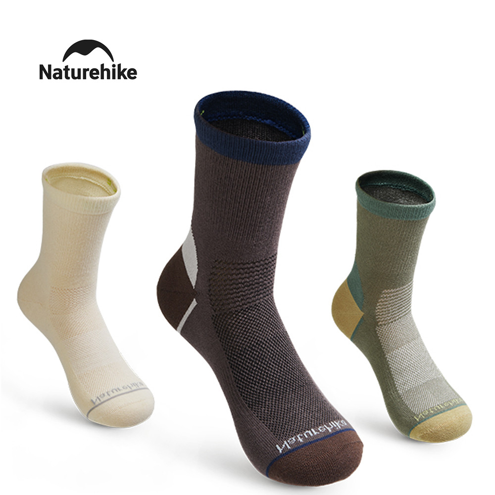 Naturehike ถุงเท้าขนสัตว์แห้งเร็วกีฬากลางแจ้งเดินป่า GYM วิ่ง Damping สําหรับผู้