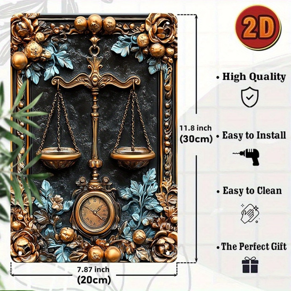 ChangOcean Retro Style Iron Wall Art - Scales of Justice Themed ป้ายโลหะสําหรับ Café, Bar, Home, Office Decor - ทนทาน & แขวนง่าย - ของขวัญที่สมบูรณ์แบบสําหรับผู้ที่ชื่นชอบกฎหมาย