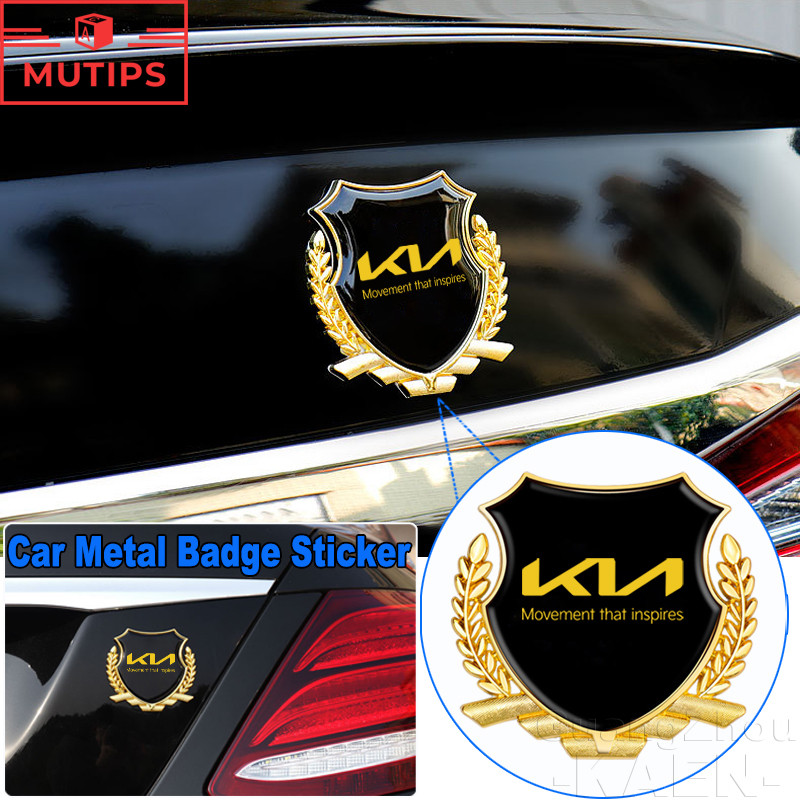 KIA สติกเกอร์โลโก้โลหะรถ 3D ป้ายโลโก้รถยนต์ สําหรับติดตกแต่งรถยนต์ EV5 EV9 Seltos Grand Carnival Sou