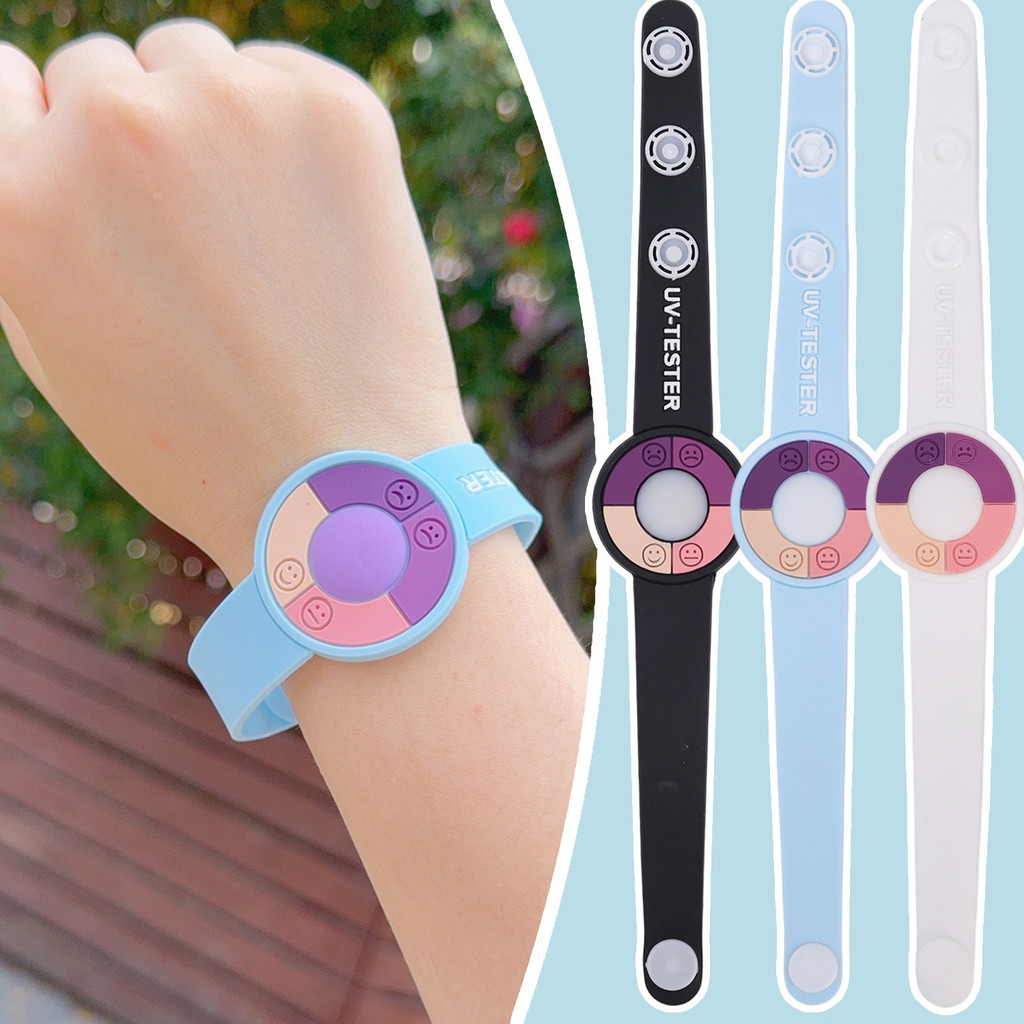 สร้อยข้อมือเปลี่ยนสีที่เปิดใช้งานแสงแดดอัจฉริยะ | สายรัดข้อมือซิลิโคน UV Reactive, เครื่องมือทดสอบรังสียูวีกลางแจ้ง, แถบปรับได้ 23 ซม. 1/2/3 ชิ้น