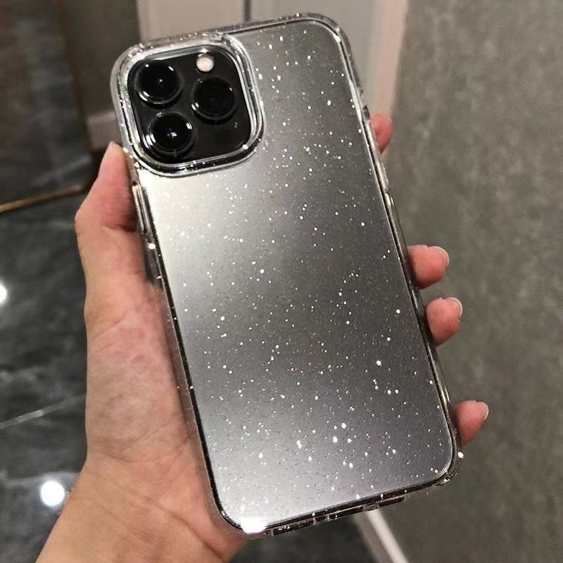ผงเพชรแผ่นโปร่งใส เทรนด์แฟชั่น เงางาม for iPhone 17 16 11 12 13 15 14plus 15 pro max XR เคสเกาหลี 6P 7P 8P XS max