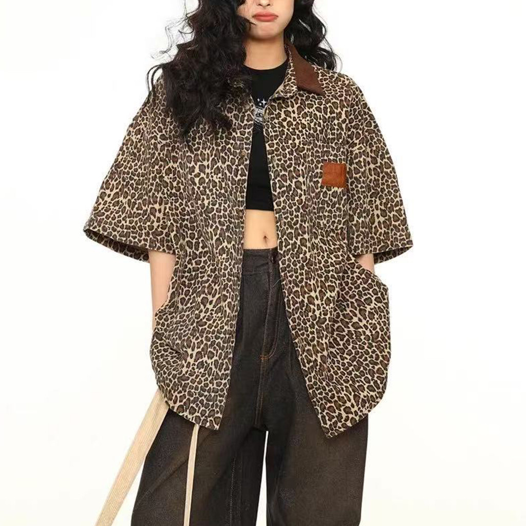เสื้อเชิ้ตเท่แบบหวานนิดๆ วินเทจ ลายเสือสุดจี๊ด