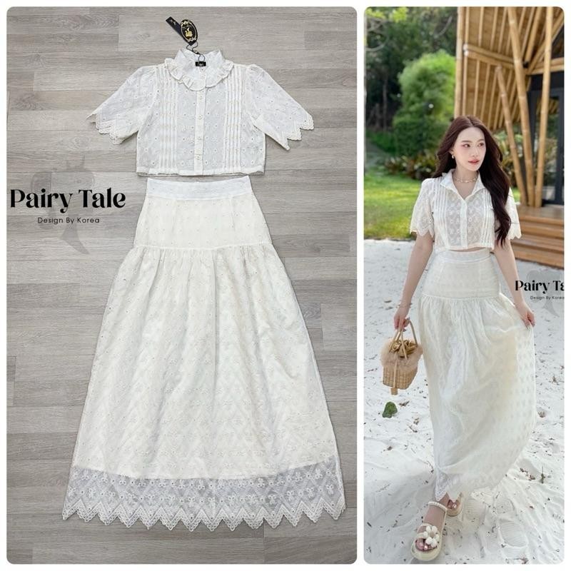 SK.shop Pairy2 ชุดไปคาเฟ่ Set เสื้อ+กระโปรง งานเป๊ะๆ