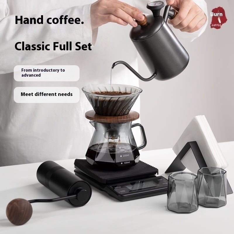 Hand Drip Coffee Pot Set Gift Exchange Box Glass Filter Cup Grinder Coffee Machine Hand Drip Set