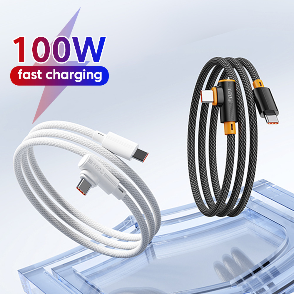 Twitch 100W ข้อศอก Fast Charging ประเภท C ถึง Type C สาย USB A ถึง Type C ข้อมูลสายไฟ 1.2M 1.8M สีดําสีขาว