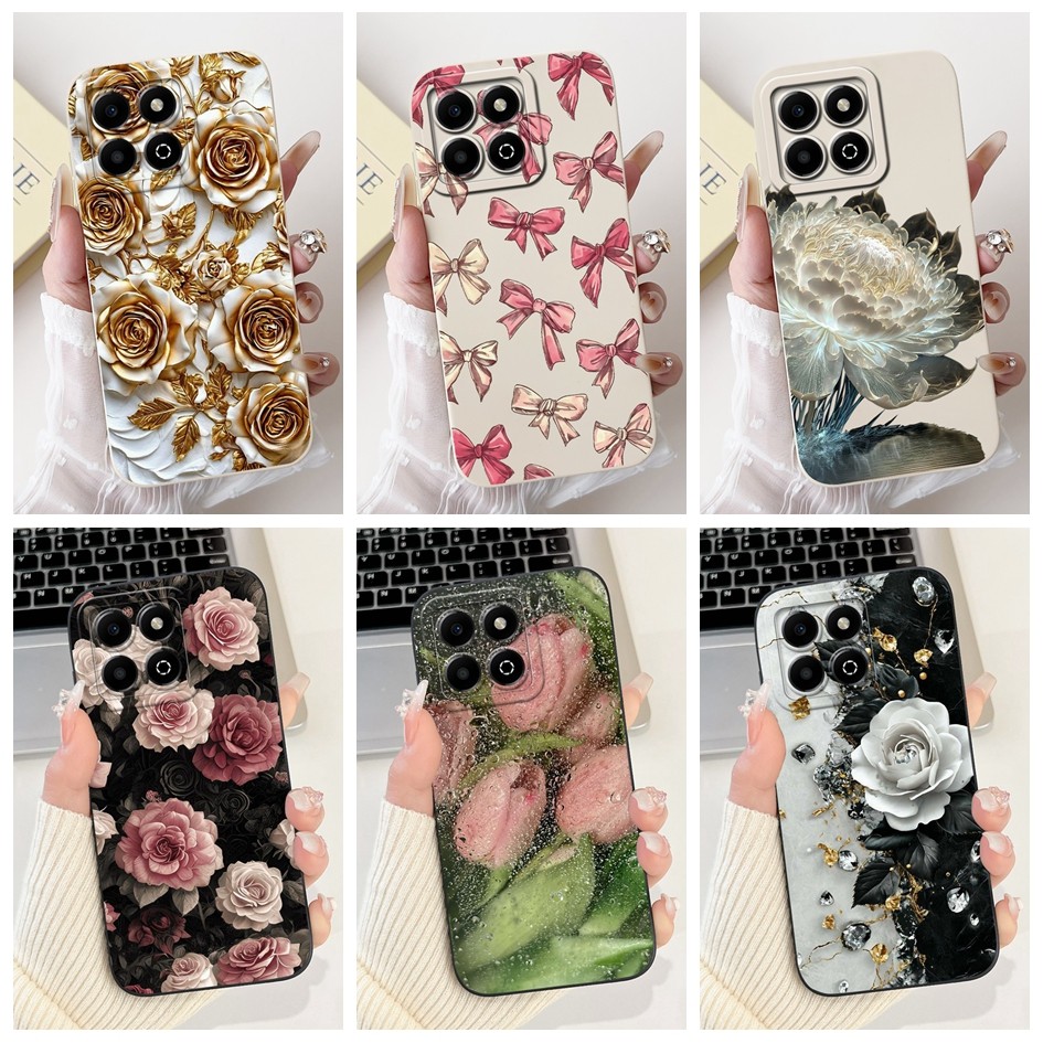 แฟชั่นดอกไม้สําหรับ Honor X6b JDY-LX1 JDY-LX2 / X6a WDY-LX1 WDY-LX2 ฝาครอบแฟชั่น Bowknot ซิลิโคนนุ่ม