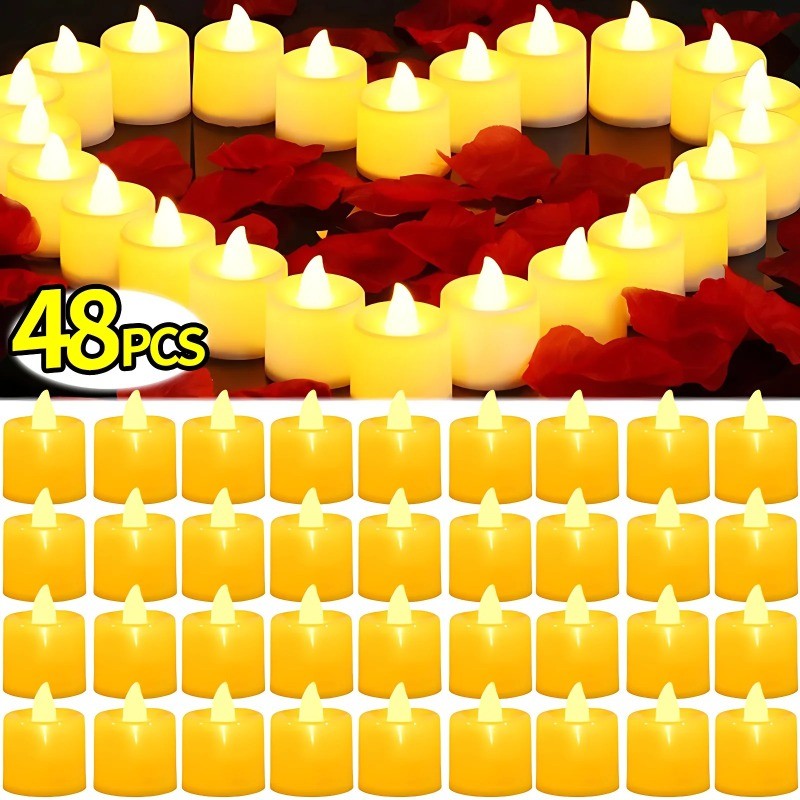 24/48 ชิ้น LED Flameless เทียนไฟ/แบตเตอรี่ไฟฟ้า LED Tealight เทียนโคมไฟ