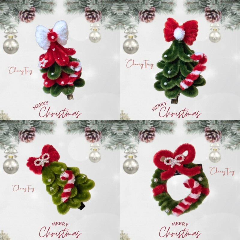 ︎ กิ๊บต้นคริสต์มาส X'mas กิ๊บคริสต์มาส แฮนด์เมด ลวดกำมะหยี่ กิ๊บติดผม !