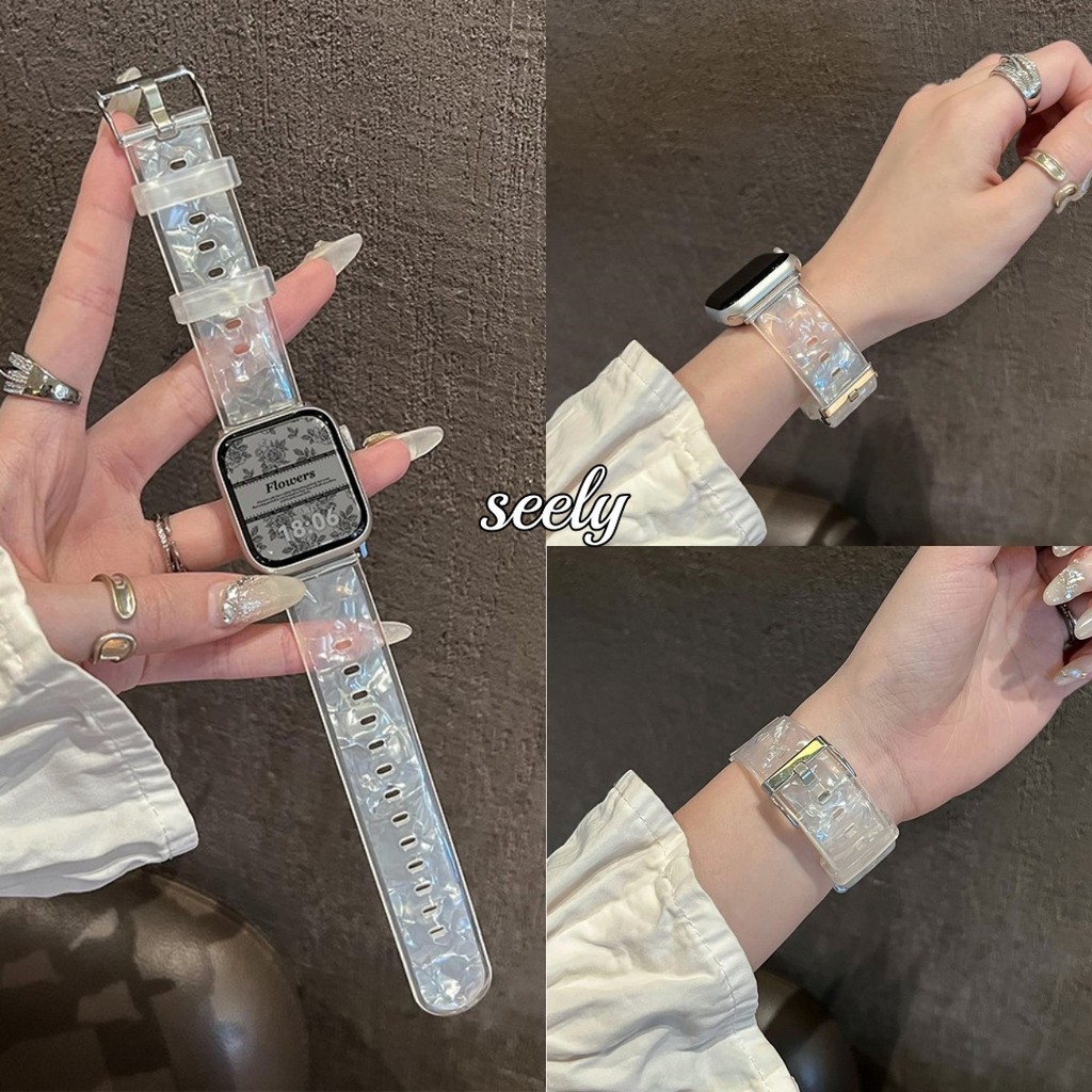 เลเซอร์เชลล์สายนาฬิกากีฬาสําหรับ แอปเปิล ดู ชุด 10 9 8 7 6 5 4 กับ 3 2 1 พิเศษ/พิเศษ 2 สําหรับ ฉัน-ดู 46 มม.42 มม.44 มม.40 มม.45 มม.41 มม.38 มม.49 มม.สายนาฬิกา