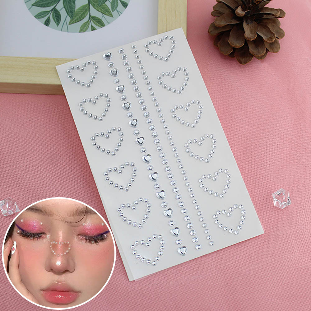 สติ๊กเกอร์รอยสักแบบใช้แล้วทิ้งรูปหัวใจ Rhinestones Eye แต่งหน้าใบหน้ากันน้ําตกแต่ง DIY ติดทนนาน