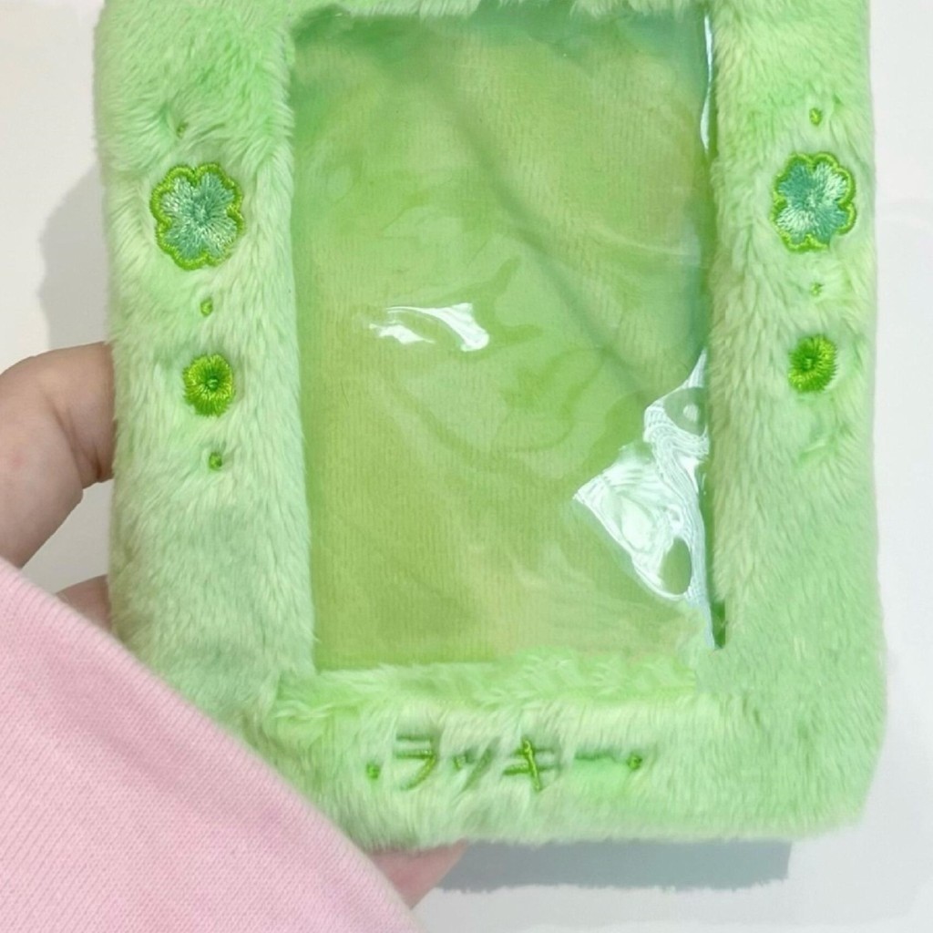 3 นิ้วสีชมพูสีเขียว Lucky Amulet Cherry Blossom Plush Card Holder Idol Photo Kpop การ์ดขนาดเล็ก 2R โพลารอยด์ผู้ถือตุ๊กตากระเป๋าจี้พวงกุญแจ - รูปที่ 4