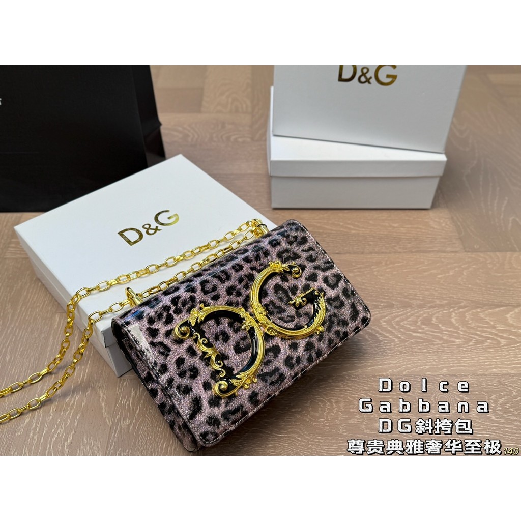 DOLCE & GABBANA พร้อมกล่องDolce & Gabbana ใหม่ classic Retro Chain Messenger bag กระเป๋าสะพายแฟชั่นส