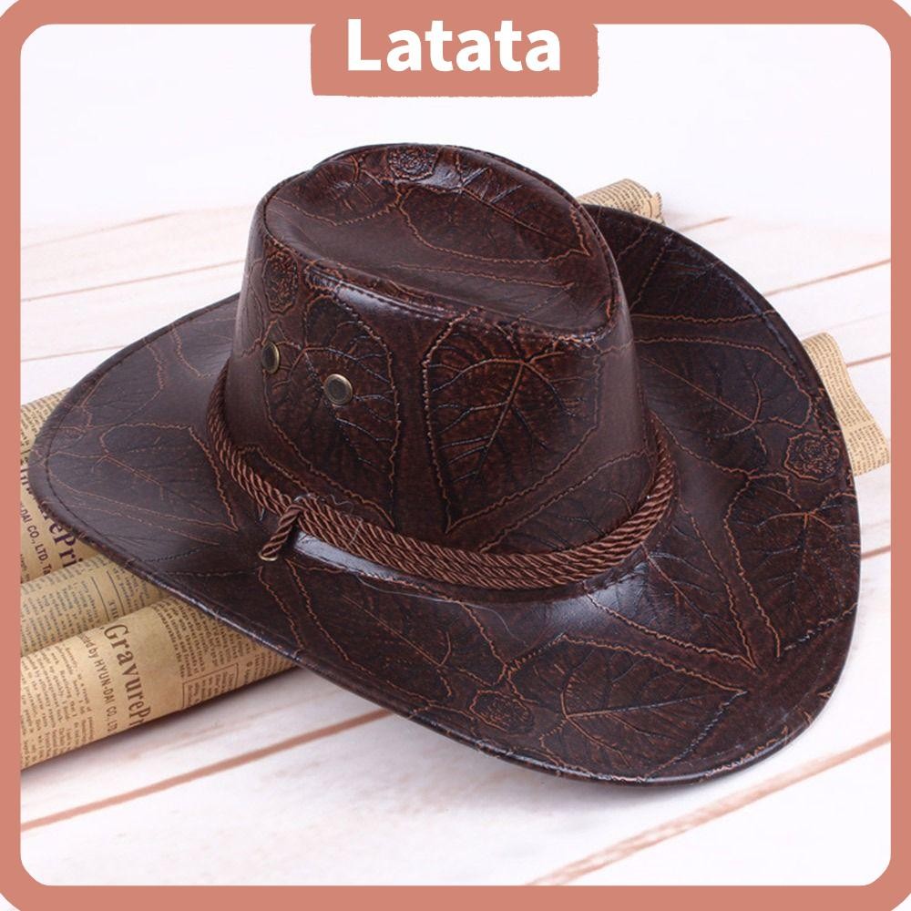 Latata หมวกคาวบอย, หมวกอัศวินสุภาพบุรุษตะวันตก, แฟชั่นวินเทจแจ๊สหมวกกันแดดฤดูร้อนผู้ชายผู้หญิง