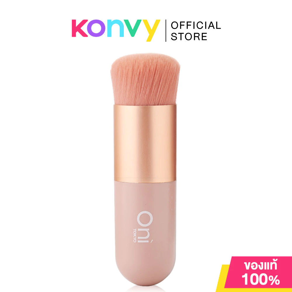 Oni Round Foundation Brush #Sakura Pink แปรงรองพื้นโอนิ สีชมพูซากุระ ขนแน่น เกลี่ยเนียน ไม่กินเนื้อรองพื้น.