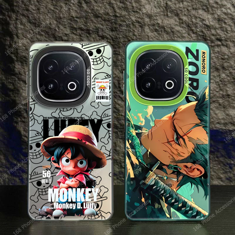 เคส iQOO Z11X 13 15 Neo 10 5G เคส iQOO 15R เคสอะนิเมะกันกระแทกโทรศัพท์ ลูฟี่ โซโร วันพีช อะนิเมะ เคลือบด้าน เคสโทรศัพท์แข็งด้านแข็งป้องกันลายนิ้วมือขอบซิลิโคนนุ่มจะไม่ดันฟิล์มเย็นหล่อฝาครอบโทรศัพท์สําหรับเด็กนักเรียนผู้ชาย