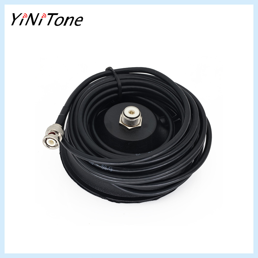 Two Way วิทยุวงเล็บเสาอากาศรถยนต์ PL259-F ถึง BNC-M 12 ซม.ฐานถ้วยดูดแม่เหล็ก 5 M RG58 สายต่อ
