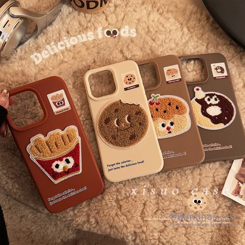 3D DIY Plush บิสกิต French Fries เคสโทรศัพท์สําหรับ iPhone 17 16 15 14 13 12 11 Pro Max X Xr XsMax 7 8 Plus