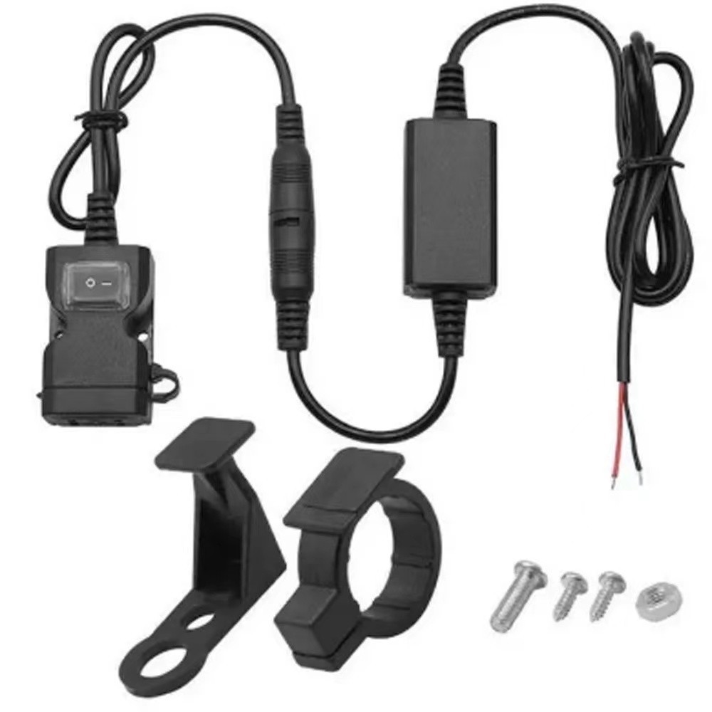 รถจักรยานยนต์ พอร์ต USB ที่ชาร์จรถจักรยานยนต์ 5V 1A/2.1A ชาร์จมือถือ USB ยึดได้2แบบ แบบติดแฮนด์และติดกะจก (0049)