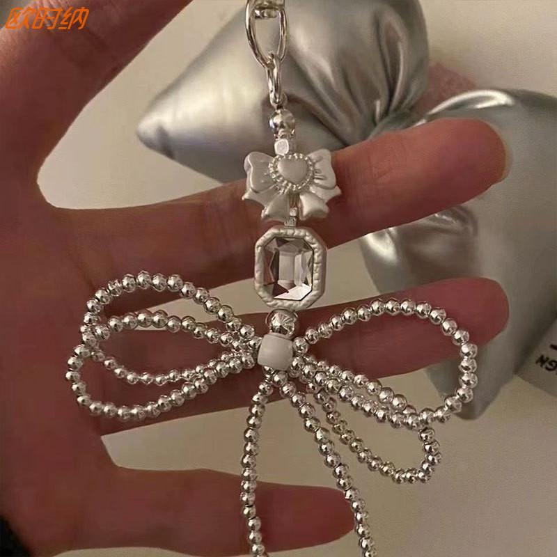 Juststar Bow จี้เกาหลี ins จี้กระเป๋าลูกปัดเงินออกแบบเฉพาะ