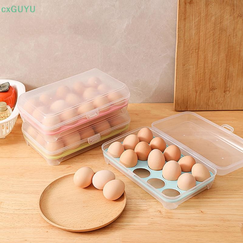 [cxGUYU] กล่องเก็บไข่ 15 กรัมอุปกรณ์ครัวบ้านตู้เย็นภาชนะไข่กล่องเก็บของสดถาดองค์กรพลาสติกหลายชั้น PRATA