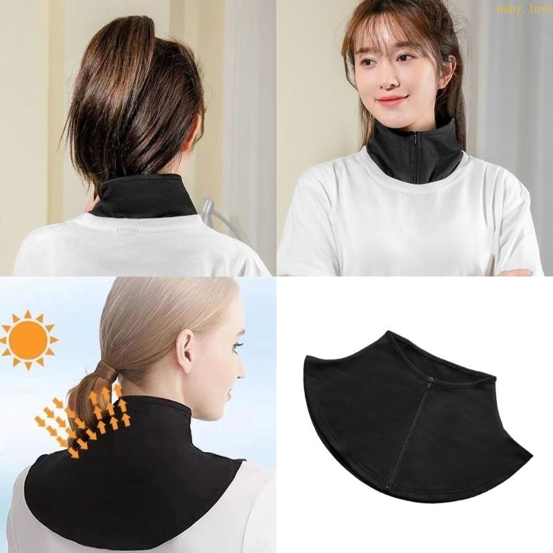 Dasbsug ผ้าพันคอคอลายสมมาตร Enhancer สําหรับผู้หญิงครีมกันแดด Zip Up Faux Collar
