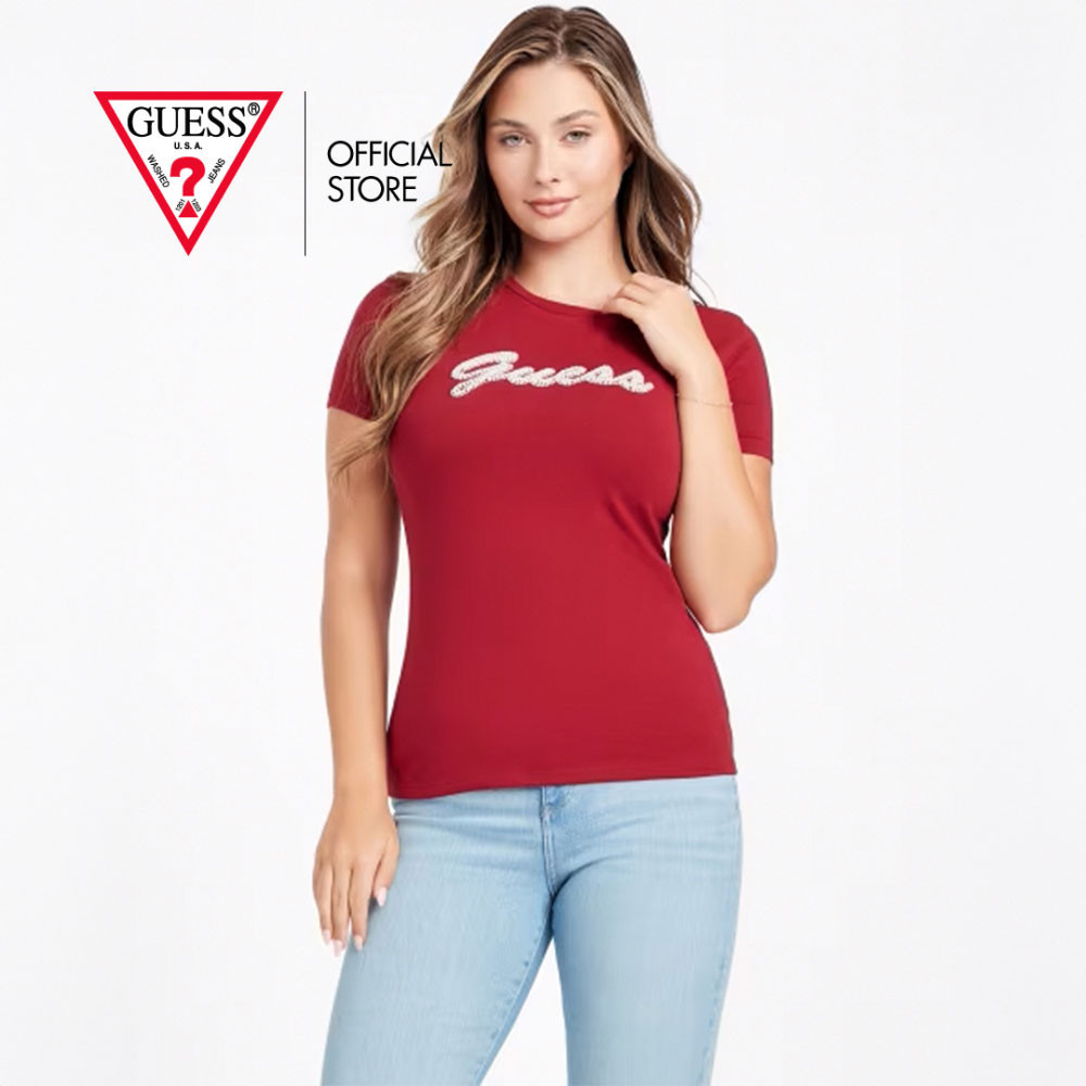 GUESS เสื้อยืดแขนสั้น รุ่น Q4BI11KAKB1 สีแดง