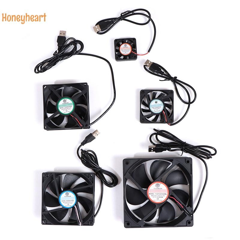 <Honeyheart>DC 5v USB Brushless Sleeve Bearing Fen Computer PC Silent Cooler พัดลมระบายความร้อน Lot Nice