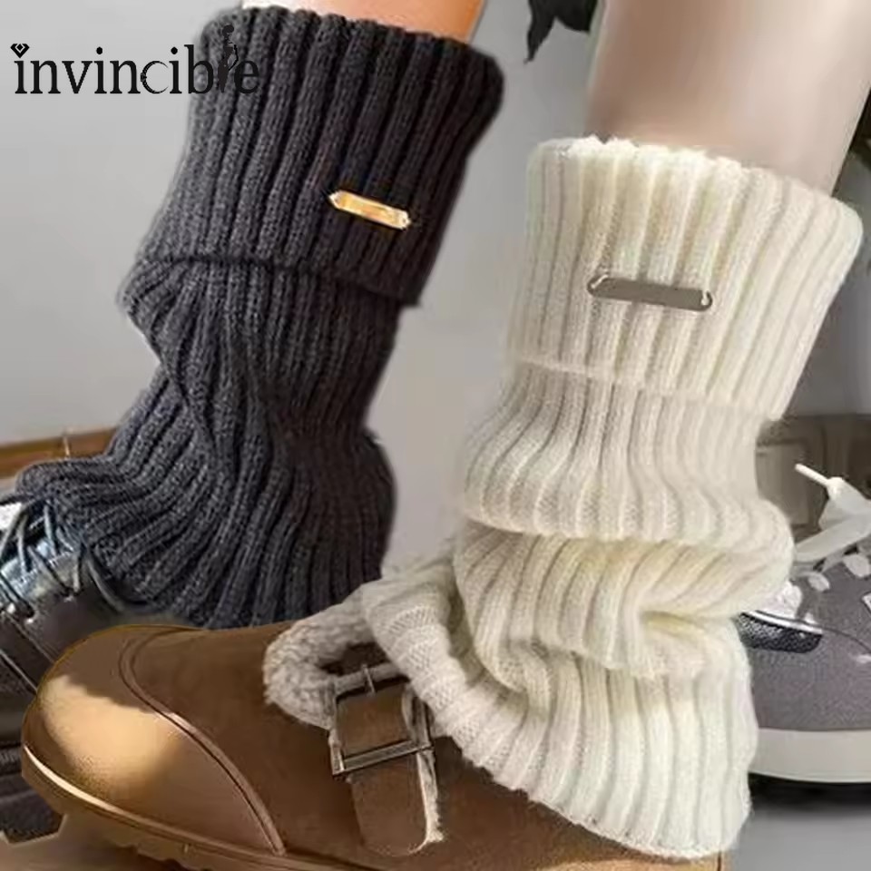 ถุงเท้ายาวอุ่นขาสไตล์ Academy ของญี่ปุ่น – ถุงเท้าข้อมือถักสีทึบสไตล์มินิมอล