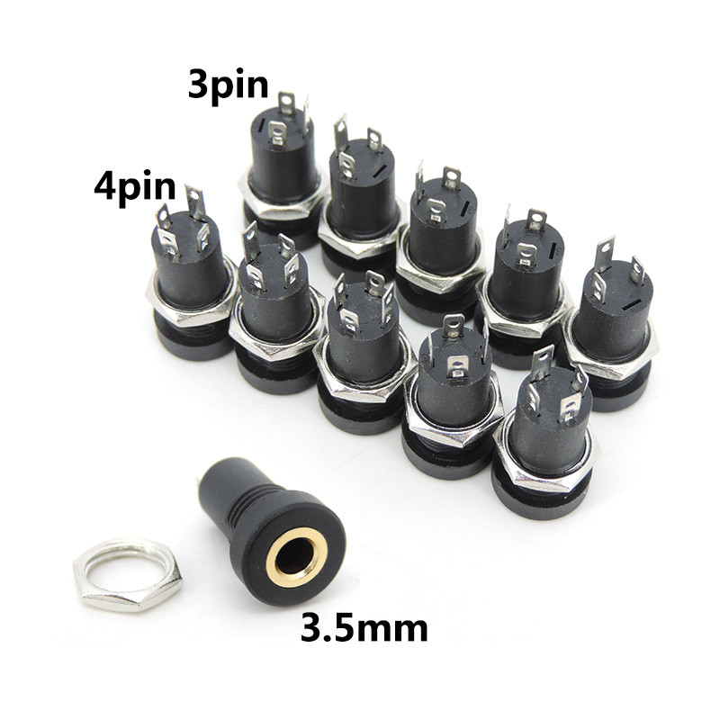 3.5 มม.3 เสา 4 เสา 3/4Pin Audio หญิงแจ็คซ็อกเก็ตสเตอริโอ PJ-392A PJ392A Solder แผง Mount พร้อม Nut Connector หูฟังปลั๊ก THH1